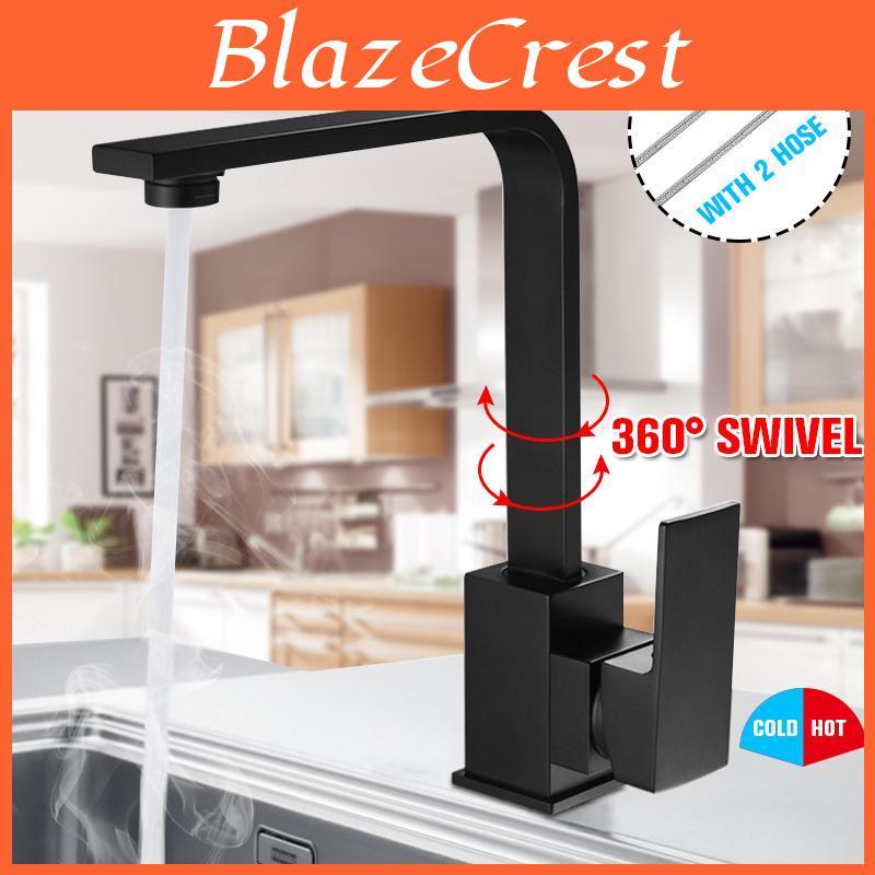 Drinking Kitchen Rotation Faucet 360° Water Single Hole Black Hot And Cold Pure Water Sinks Deck Mounted Mixer Tap Black