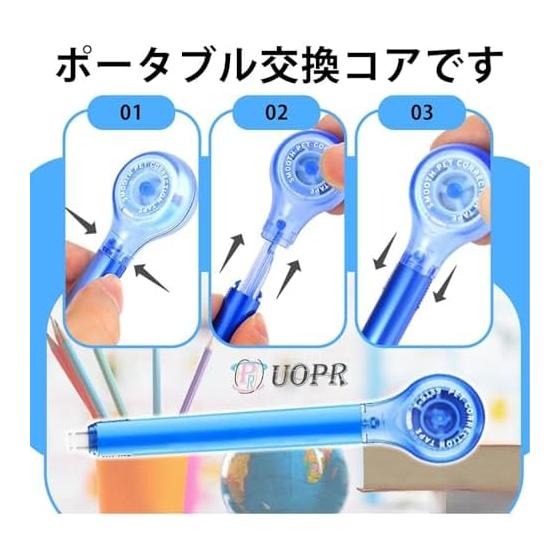 Correction tape, mini pen type, 5 pieces, 5 colors, tape width approx. 5mm, length approx. 6m, large capacity, refillable, convenient to carry,