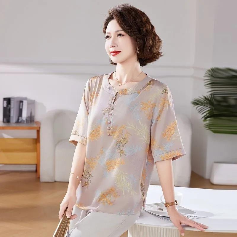 Neue Sommer-T-Shirts im chinesischen Stil Lockere Damenhemden im westlichen Stil Dünne lässige Oberteile mit Temperament