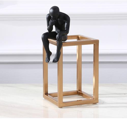 Home Decoration Accessories Thinker Rodin Sculpture Gold Stainless Steel Frame Desk Decoration Crafts Figurines Miniatures