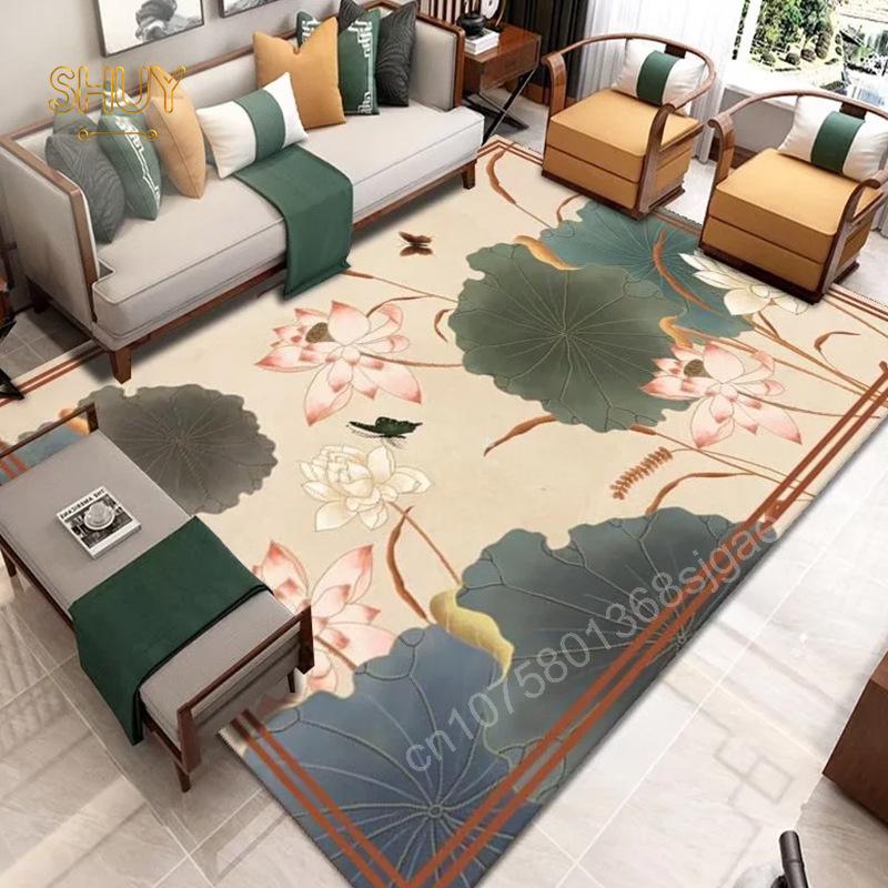 Vintage Neo Chinese Carpet 180x280cm Luxury Felt Rug Non-slip Living Room Decoration Aesthetic High Quality
