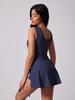 European-American Two-Piece Bodycon Sport Dress with Strappy Sleeveless Back and Anti-Exposure Yoga Tennis Skirt
