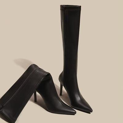 Sexy Pure Desire Wind Warm Legs Long Fashion Boots 2024 New Fried Street High Value Pointed Thin Heel Boots