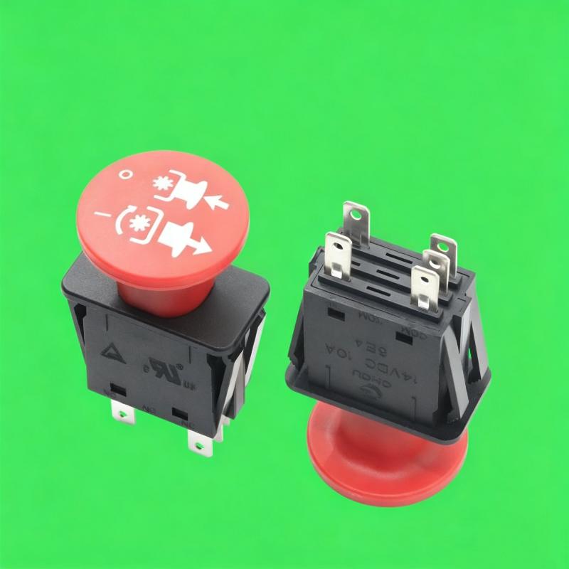 Interrupteur à bouton-poussoir rouge Pto Coque durable résistante à la chaleur Courant nominal 10A 14Vcc Pour tondeuses à gazon tracteurs équipements agricoles