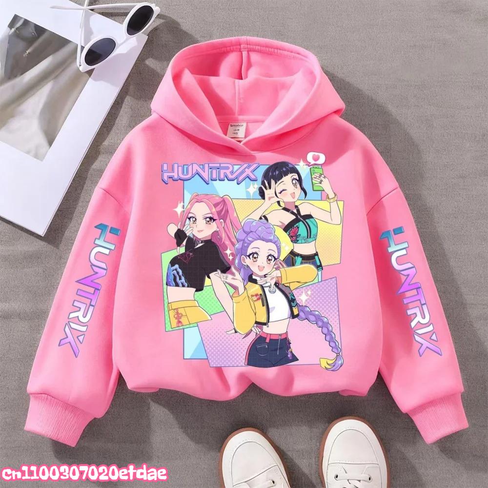 KPop Demon Hunters Cute Print Boys Girls Hooded Sweatshirt Children's Fall and Winter Casual Fashion Warm Pullover Sweatshirt