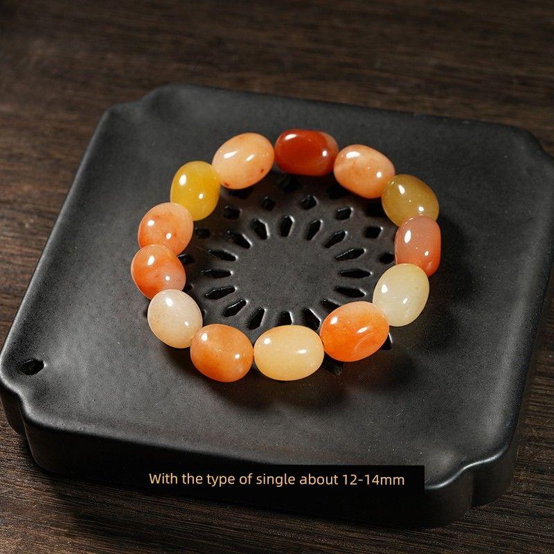 

Браслет из синьцзянского нефрита Цзиньсы с формованным браслетом, натуральный сахарный цвет, украшение из нефрита Цзиньсы, одинарный ряд, ручные бусины, нежная увлажняющая текстура Jade bracelet 12~14mm (sugar color)