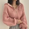 Autumn and Winter Knitted Cardigan Women Hooded Short Sweater Jacket Casual Loose Zipper Office Short Tops Hollow Out Fashion Elegant Office Clothing