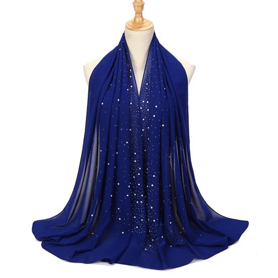 Lightweight Scarf Hot Drill Imitation Pearls Decor Headwrap Women Solid