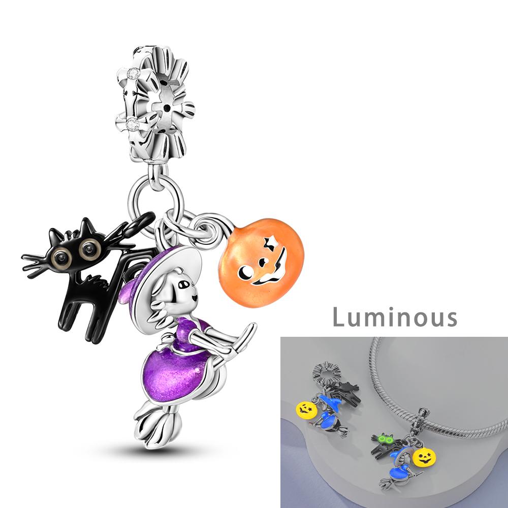 Copper Plated Halloween Charms Pumpkin Skull Witch Beads Fit Original Bracelet Diy Pendant Dangle Women Fine Jewelry