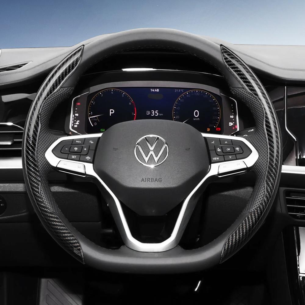 

Suitable for Volkswagen Carbon Fiber Texture Steering Wheel Cover Tiguan Golf T-Roc Polo Passat Jetta ID.3 ID.4 Atlas Teramont