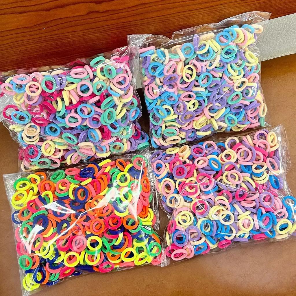100/500pcs Women Girls Colorful Nylon Elastic Hair Bands Ponytail Hold Small Hair Tie Rubber Bands Scrunchie Hair Accessories