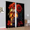 2D flat printing 2pcs Curtain Curtain Day of the Dead Fiery Skull Digital Printed Polyester Drapes Family Party Decoration