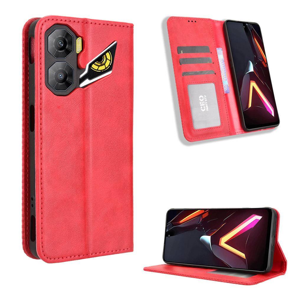 

For ZTE nubia Neo 3 5G Leather Case Wallet Stand Retro Texture Phone Cover Red