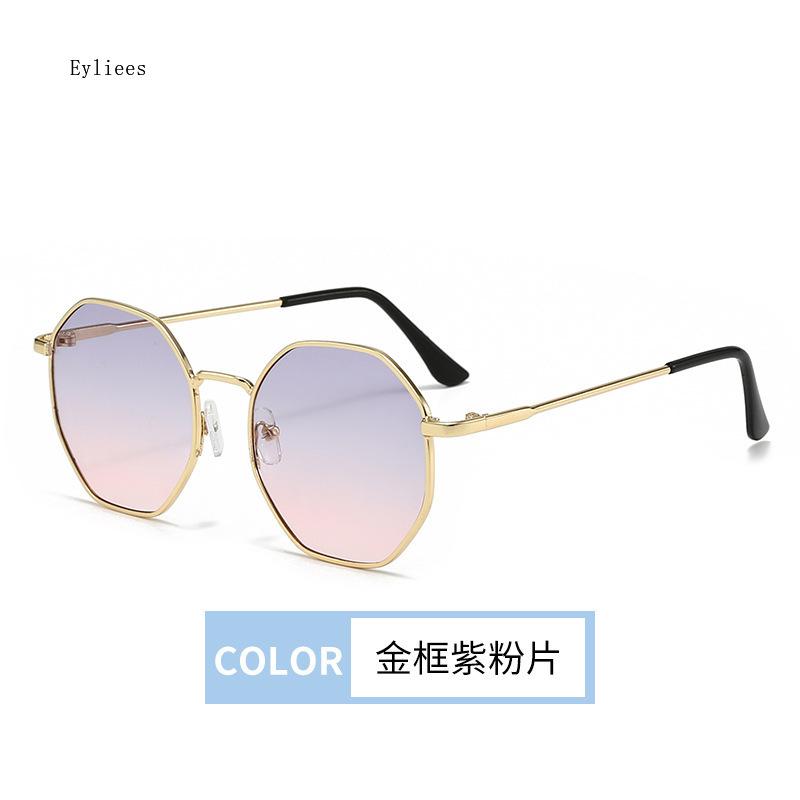 Personalized Multi Women's Sun Goggles New Fashionable Metal Polygonal Sunglasses Driving Travel Anti UV Sunshades Sunglasses