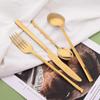 24Pcs Western Gold Dinnerware Set Knife Fork Coffee Spoon Cutlery Set Stainless Steel Flatware Kitchen Silverware Tableware