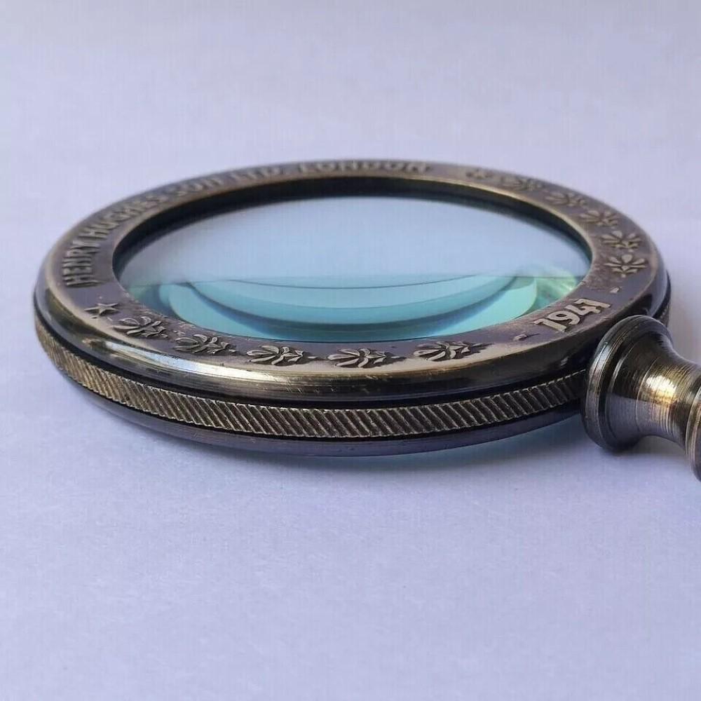 Antique Brass Magnifying Glass – 12.7 Cm Handle, Vintage Nautical Design
