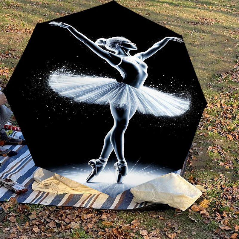 1pc Ballerina Dance Automatic Open/Close Umbrella with Windproof, 8-Rib Sturdy Canopy, Durable Ribs, Fashionable Design1224A