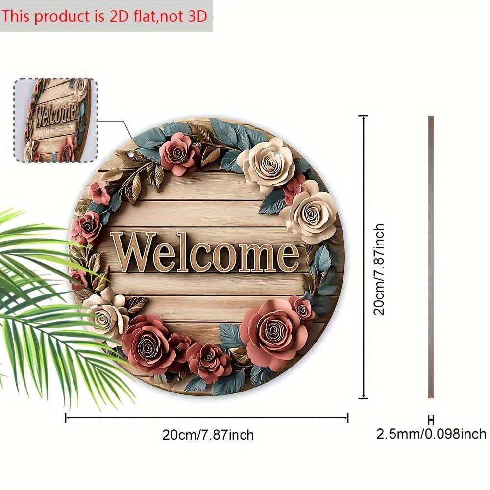 2D Flat Art Wreath Wooden Sign 1pc Welcome Wreath Round Sign, Suitable for Doorway Wall Closet Hanging Decoration Ideal Home Dec