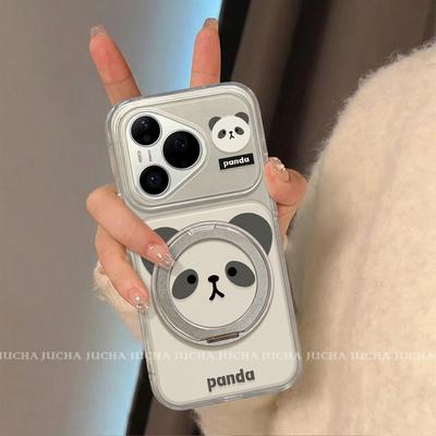 Applicable To Huawei Pura90promax Mobile Phone Case Silicone Anti-drop Huawei Cartoon Bracket P80 Cute Panda