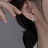 Real 925 Silver Zircon Cross Exquisite Stud Earrings For Women Classic Fine Jewelry Niche Light Accessories