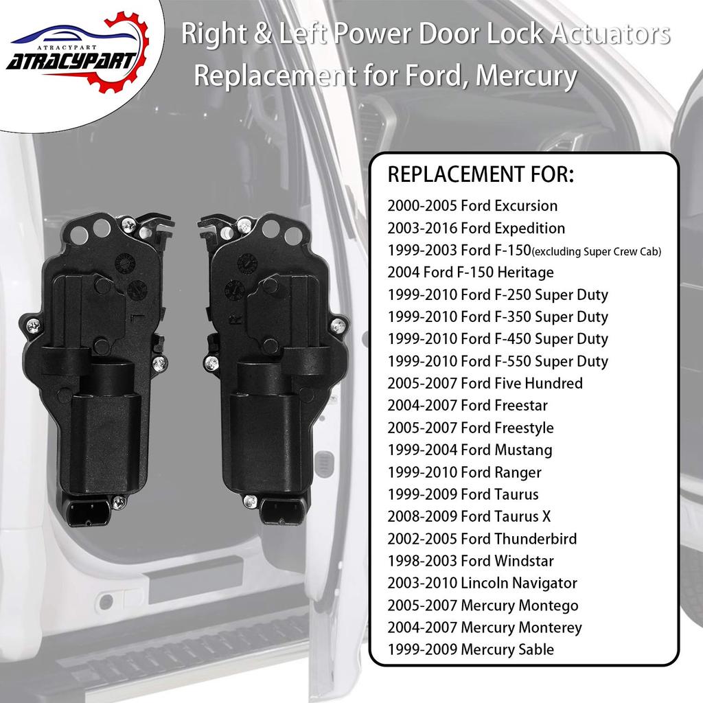 Power Door Lock Actuators Kit Set Of 4 | Replacement For Ford F150 F250 F350 F450 Excursion Expedition Mustang & More | Replaces# 6L3Z25218A43AA,