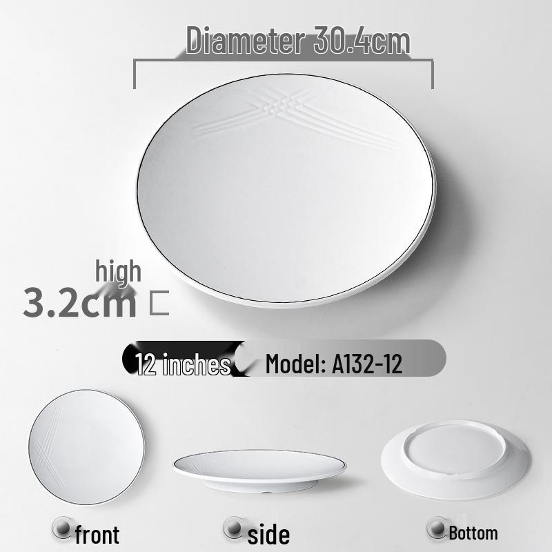Melamine Imitation Porcelain Round Dinner Plate - Durable Restaurant and Buffet Dish