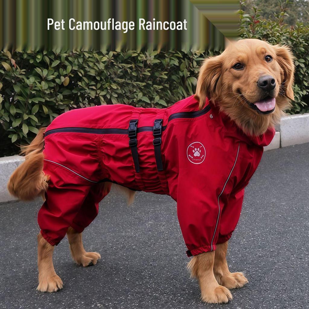 Adjustable Full Coverage Raincoat for Medium to Large Dogs: Golden Retriever, Labrador, German Shepherd - Sealed Seam, Four-Leg Design