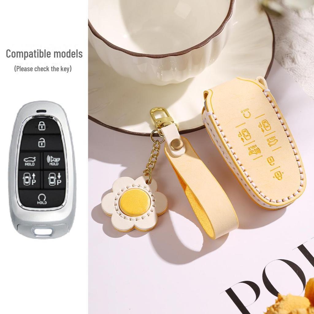 Genuine Leather Key Cover for Hyundai Sonata (7-button) & Tucson (5-button)