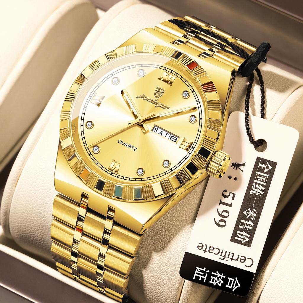 Men'S Watch Double Calendar Slim Quartz Watch