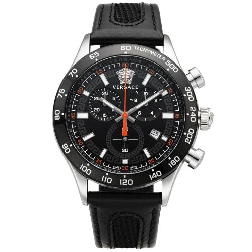 Versace HELLENYIUM CHRONO Men's Watch, Black Dial, Stainless Steel, Sapphire Crystal, Quartz Movement, 44mm, Swiss Made, VE2U00122