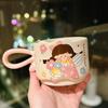 Cute Cartoon Boy And Girl Stacking Cup Ceramic Mug Household Water Cup High Value Couple Cup Souvenir