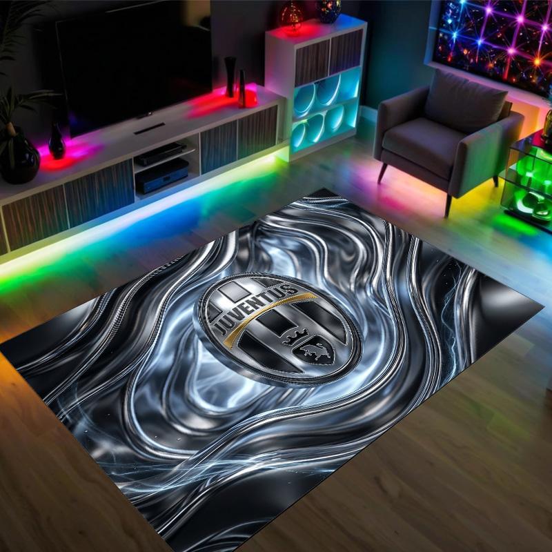 Juventus FC Design Crystal Velvet Carpet Cozy Non?Slip Printed Rug For Bedroom Living Room Entrance