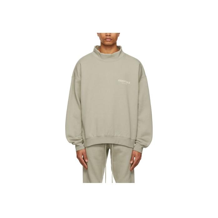 Fear of God Essentials Flocking Logo Long Sleeve Fleece Pullover Sweatshirt Men Sweatshirt Heather-Green FOG-SS22-254