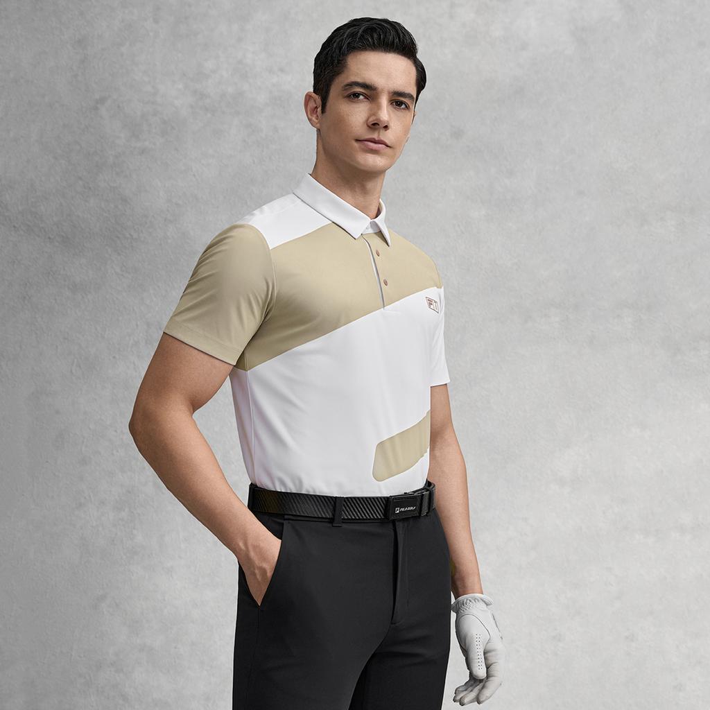 FILA Golf Series Fashion Simple Classic Sports Casual Versatile Comfortable Color Block Knitted Short Sleeve Polo Shirt Men tops A11M615107FBG