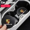 wsdz2 2Pcs Car Coaster Water Cup Bottle Holder Anti-slip Pad Mat Leather Pad For Porsche Cayenne Panamera Macan 911 718 Cayman 918