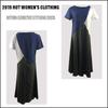 European and American Geometric Patchwork Color Block Irregular Short Sleeve Casual Dress