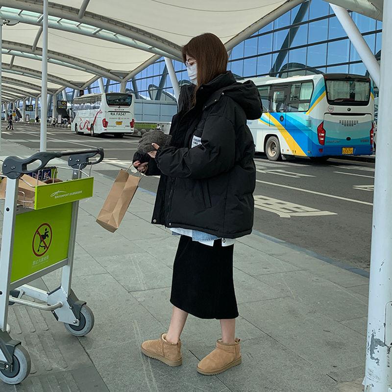 Verdickter Brotmantel mit Kapuze im koreanischen Stil, lockere, mit Baumwolle gefütterte Winterjacke für Studentinnen