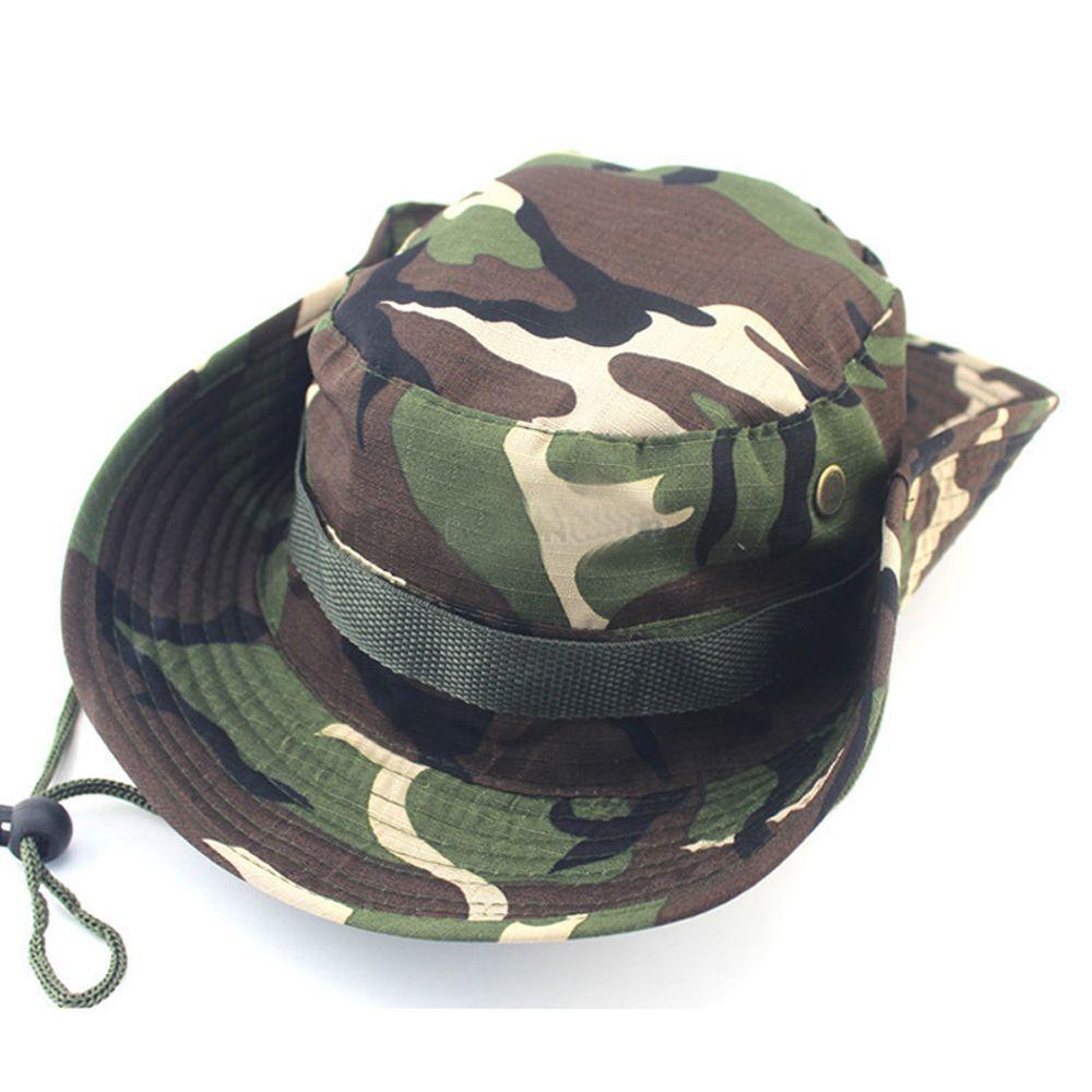 Men Unisex Wide Brim Bucket Hat Fishing Hiking Outdoor Cap Boonie Cap Sun Camo