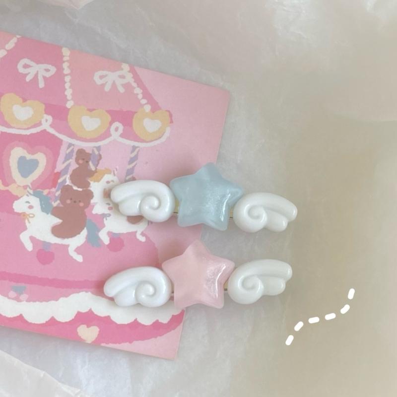 Sweet Duckbill Star Wing Shape Hair Pin Teen Adult Jelly Style Side Hair Clip