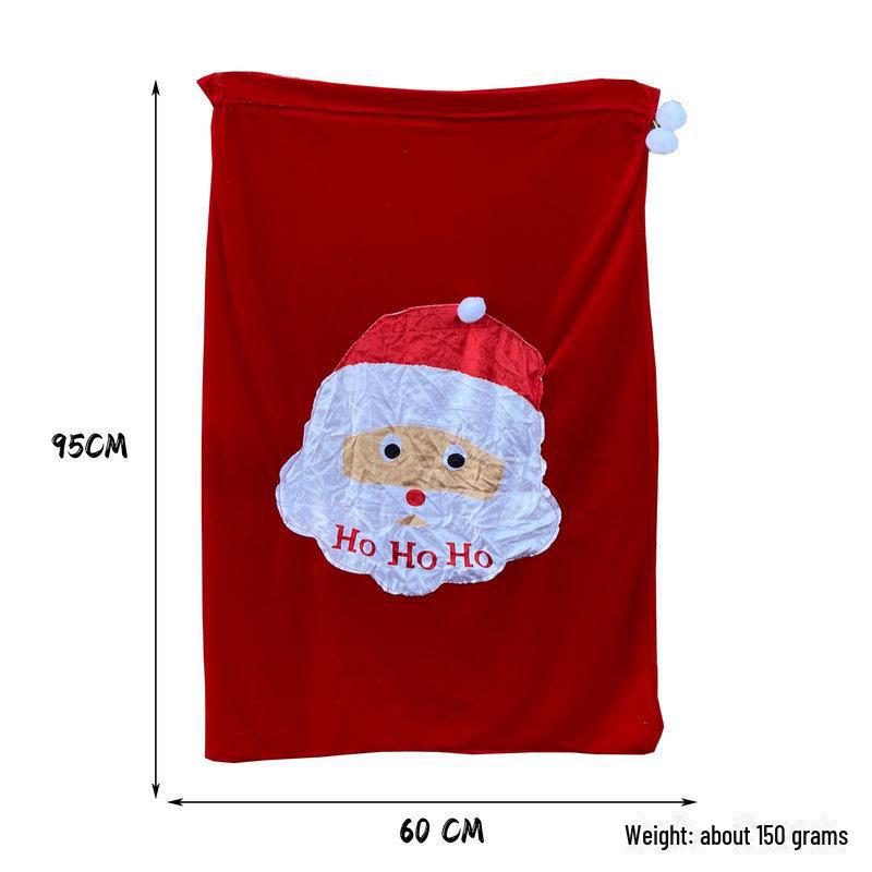 Large Christmas Gift Bag with Drawstring - Santa, Snowman, Elk, and Tree Design
