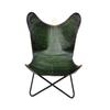 Butterfly Chair - Genuine Green Leather Handmade Openable Office Chair