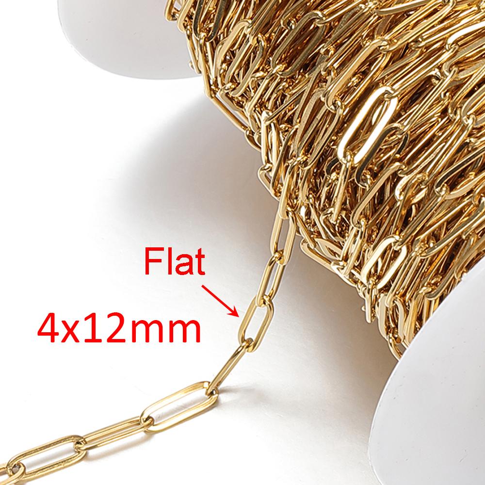 2Meters/lot Stainless Steel Long Frame Chains DIY Necklace Bracelet Accessories Chain Flat Round Links Chain for Jewelry Making