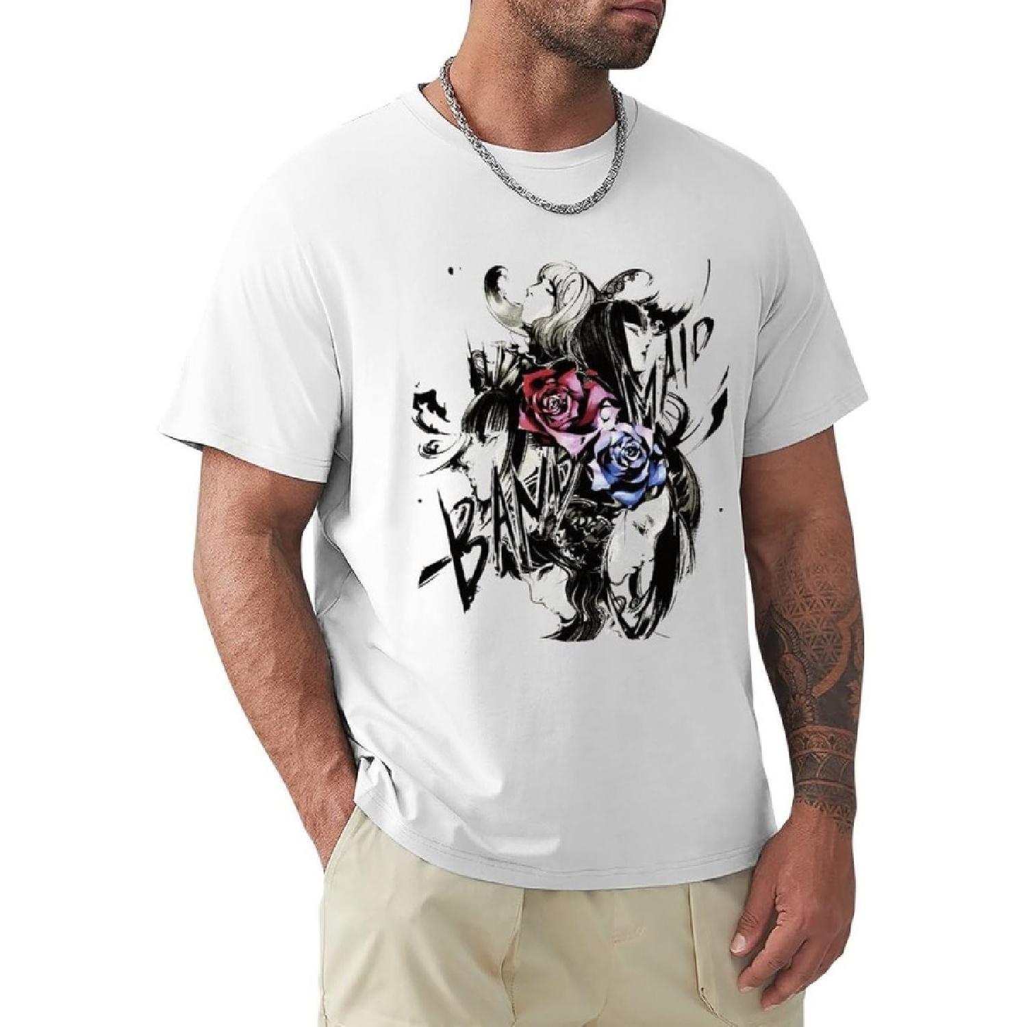 Men s T-Shirt Fashion Band Maid T Shirts Unisex Graphic Tees(4) XXXXXL белый