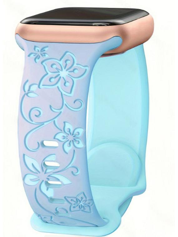 Compatible Apple Floral Engraved Silicone Watch Band for iWatch