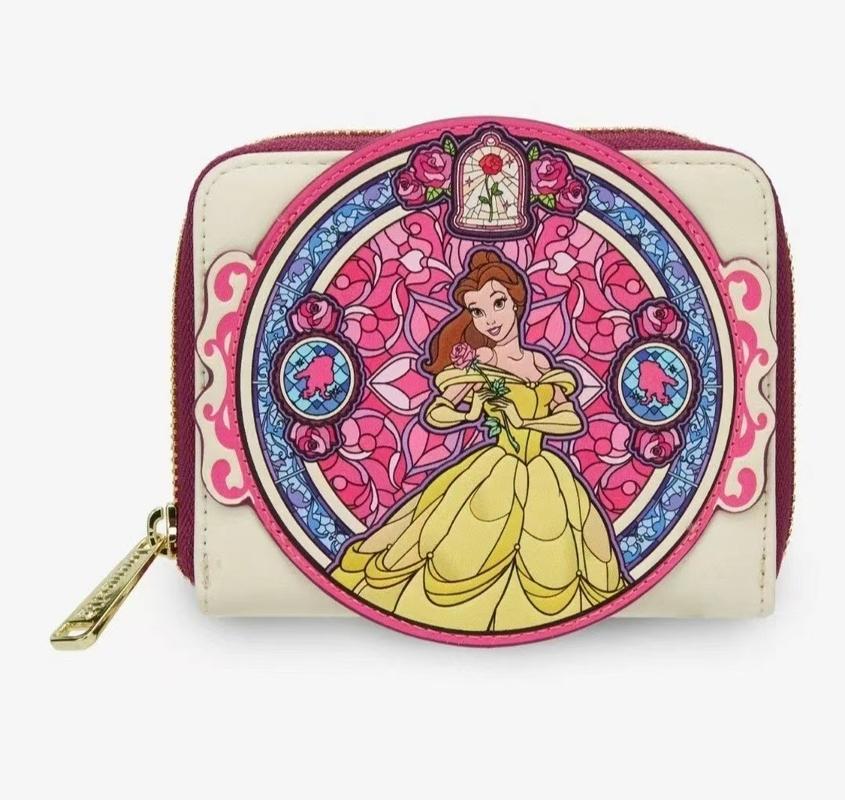 

Loungefly Cute Cartoon Beauty And The Beast Styling Embroidery Wallet Card Bag Storage Coin Purse Fashion Girls Gifts Kid Friendly Entertaining Fun