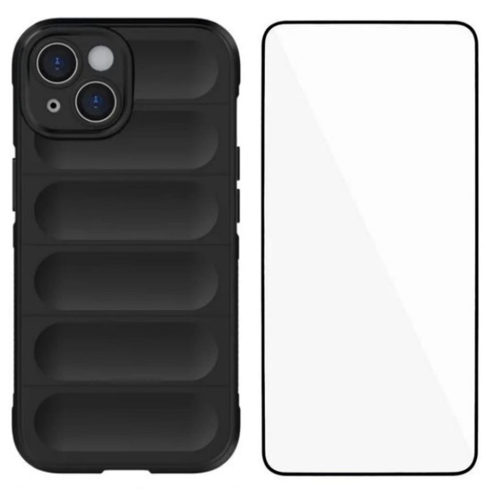 For iPhone 14 Plus TPU Case WANLONFENG HD Series Anti Slip Phone Cover with Tempered Glass