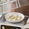 Round Shape Ceramic Perforated Steamer Plate White Hollow Out Drain Dish  Restaurant Use