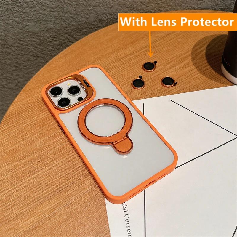 With Two Metal Rings Stand Case For iPhone 15 14 13 12 11 16 Pro Max 15 Plus Case for Magsafe Magnetic Wireless Charging Cover