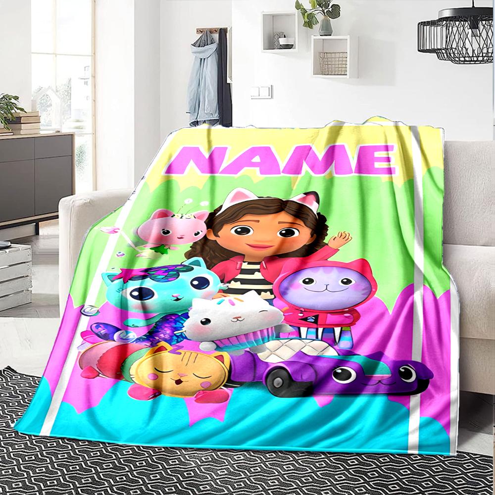 Customiz Name Personality Gabby's Dollhouse Blanket Soft &Warm Sofa Office Bed Travel Lunch Break Blanket, Gift Suitable All Seasons