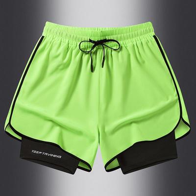 Sports Cropped Pants Summer Anti Glare Double Layered Sports Shorts for Men and Women Running Outdoor Fitness Pants